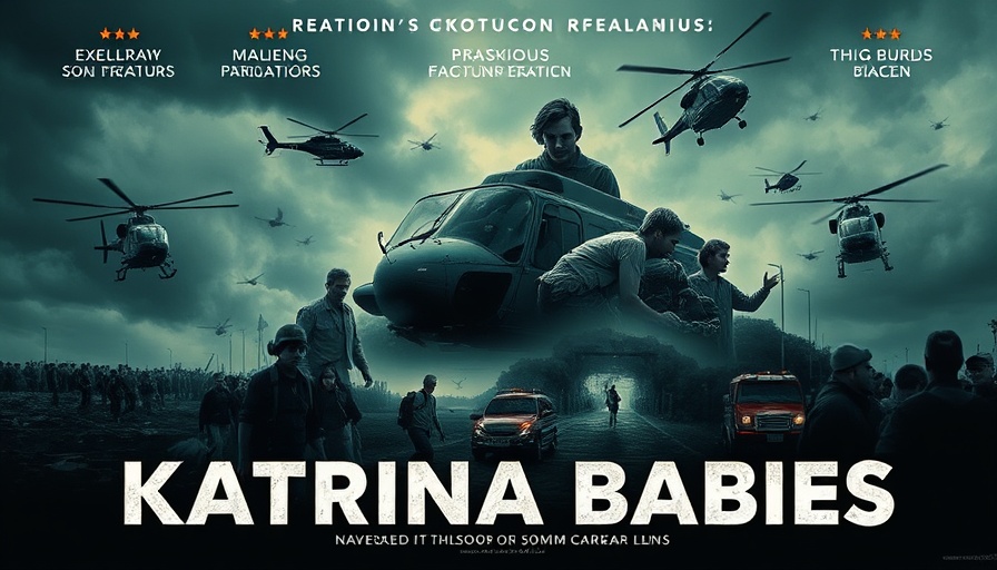 Katrina Babies documentary poster with dramatic imagery and text.