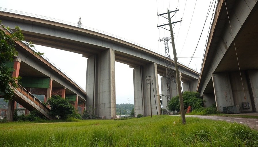 Concrete bridge and grassy field in Terrebonne Parish.