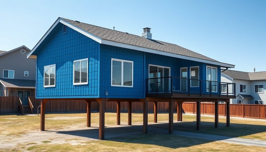Modern fortified home in New Orleans, side view, daylight.