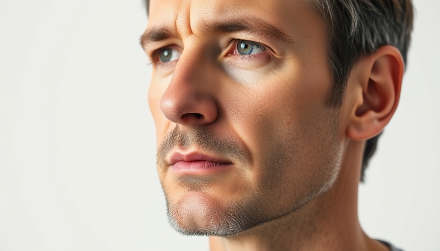 Mature man with thoughtful expression at event, Photorealistic