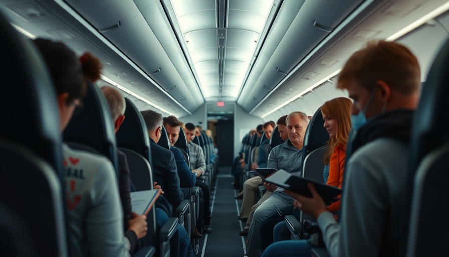 Airplane passengers seated, highlighting airline carry-on etiquette debates.