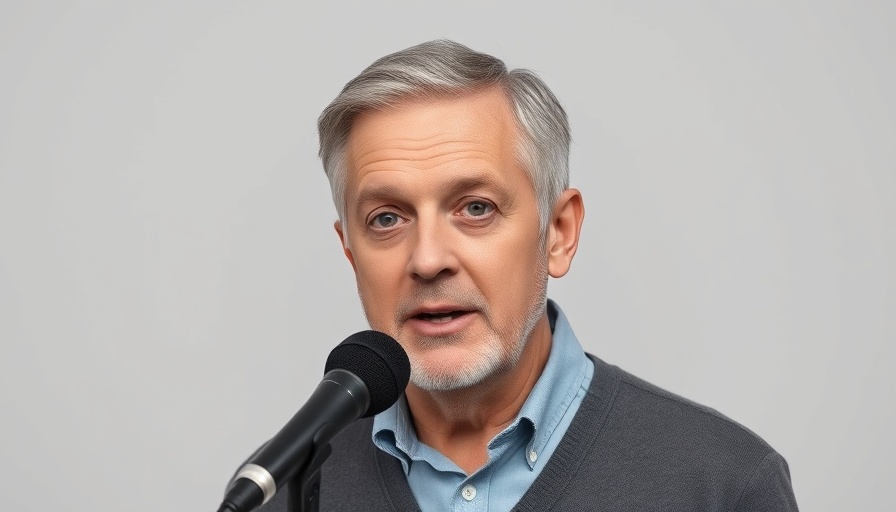 Middle-aged man discussing vitamin D benefits in studio setting.