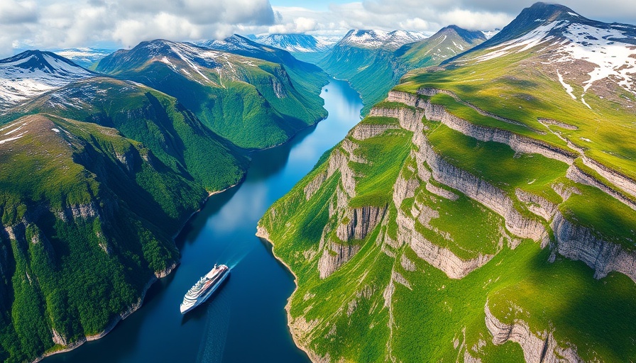 Breathtaking Norwegian fjord from above.