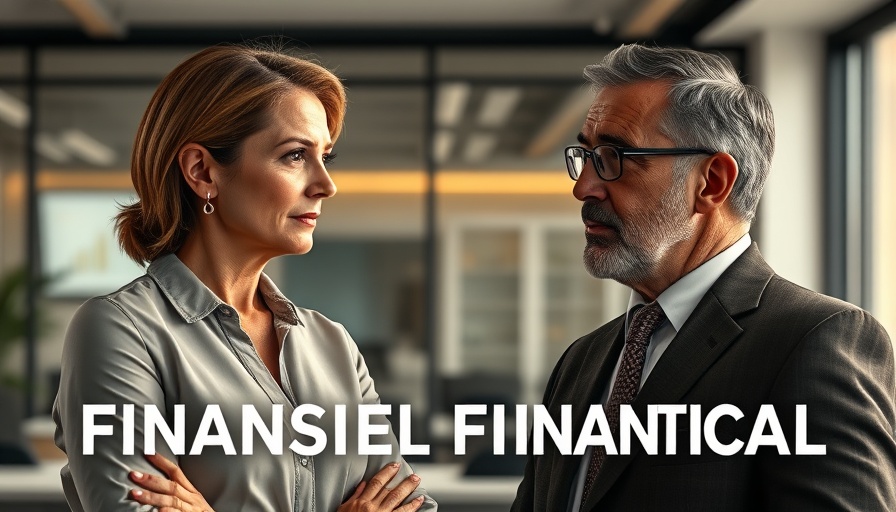 Middle-aged couple discussing wealth in retirement, serious expression.