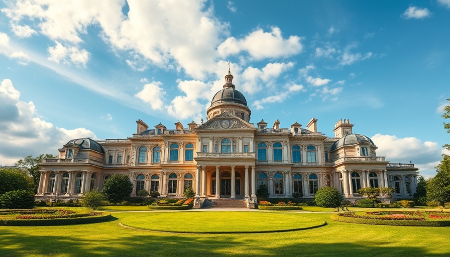 Grand mansion in Newport, Rhode Island, surrounded by gardens.