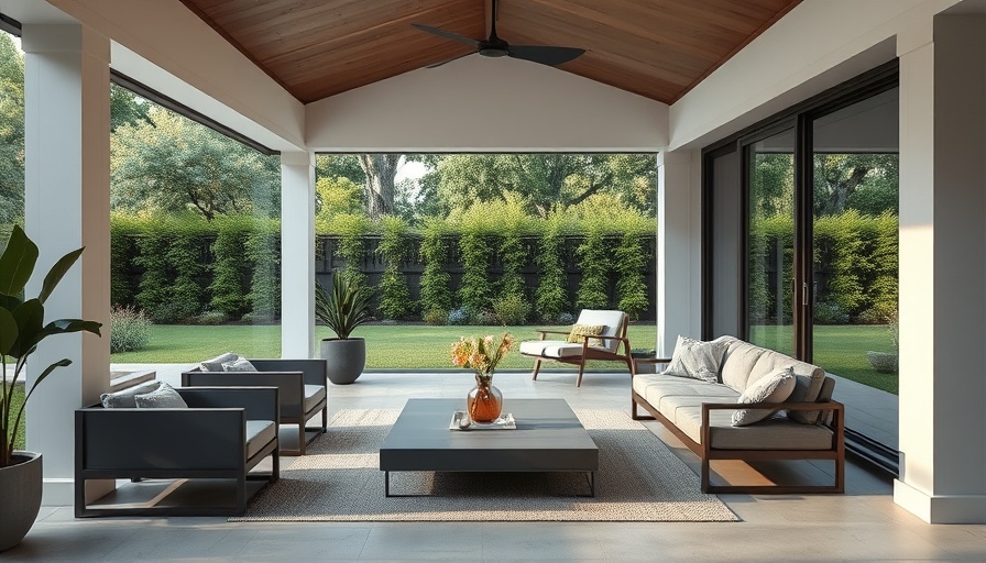 Modern back porch design ideas with sleek furniture and garden views