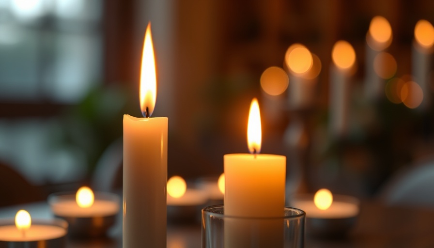 Warm glowing candle creating a serene atmosphere.