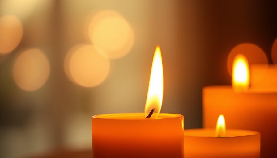 Warm glowing candle lit in peaceful remembrance.