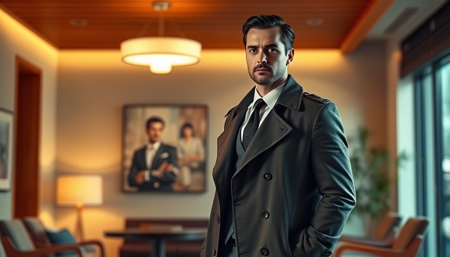 Mad Men's midcentury modern design featuring a stylish man in a sleek interior.