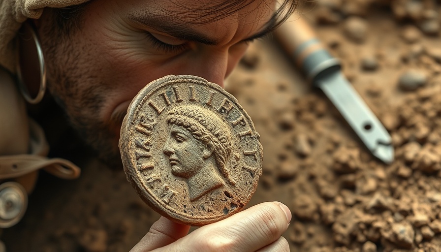 Archaeologist working on ancient Roman fragments reconstruction at excavation site.
