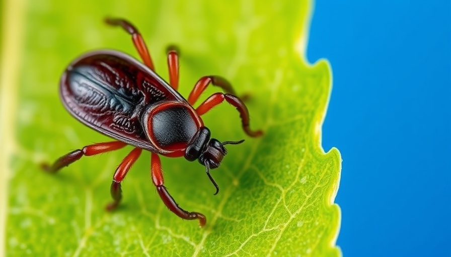 Close-up of tick on leaf highlighting increase in ER visits.