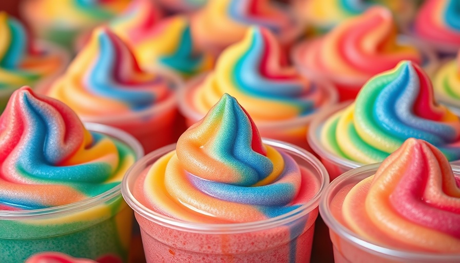 Vibrant Slurpee cups with colorful swirls, showcasing Free Slurpee