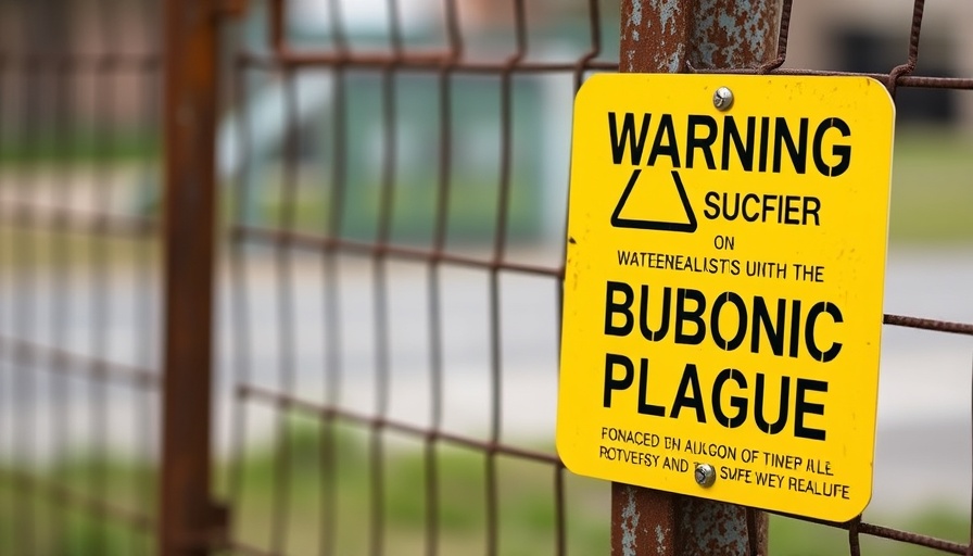 Warning sign for plague case in Flagstaff on fence.