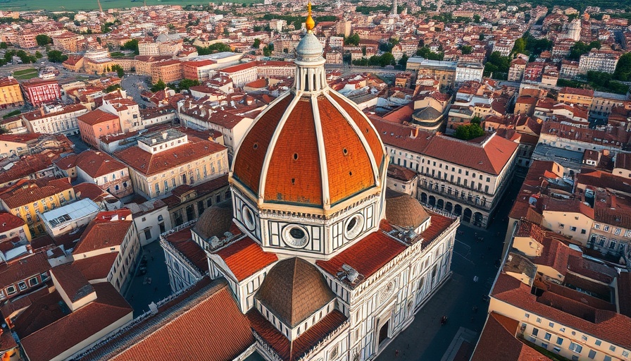 Aerial view highlighting top attractions in Florence, including the cathedral.