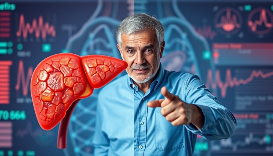 Before and after detoxifying a fatty liver illustration with person pointing.