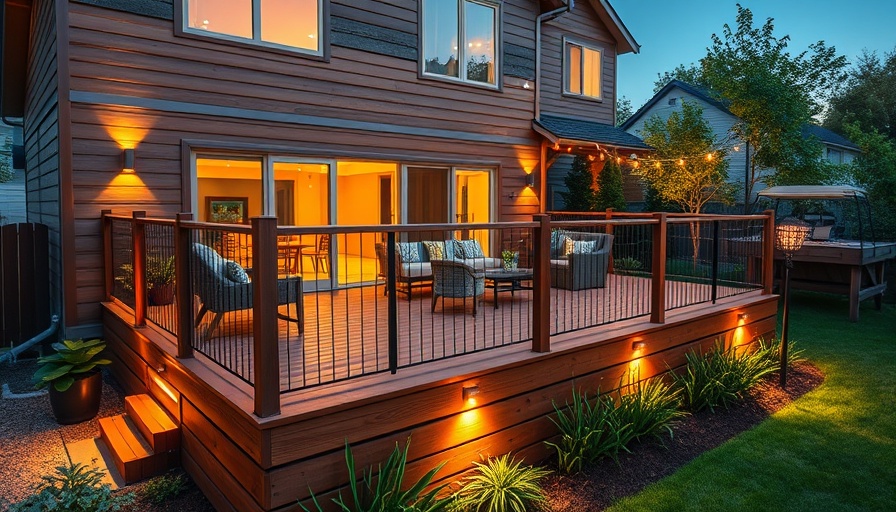 Modern raised deck design ideas with lighting and furnishings.