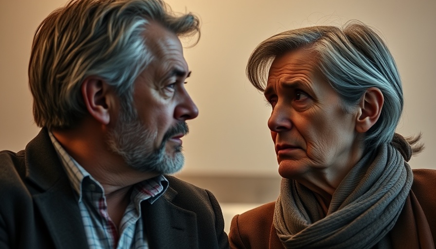 Concerned couple discussing downsizing in retirement.