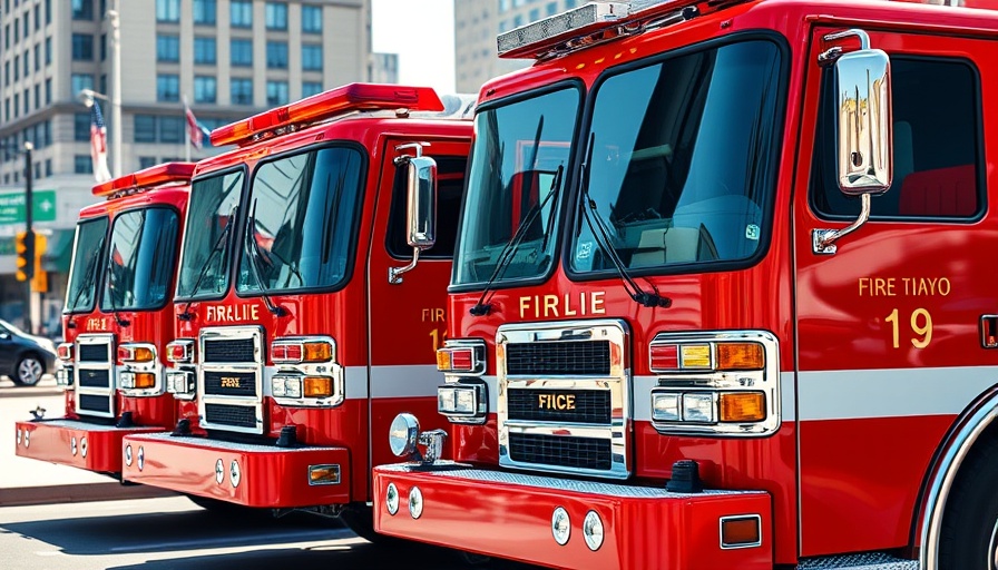 Red fire trucks responding to Algiers house fire.