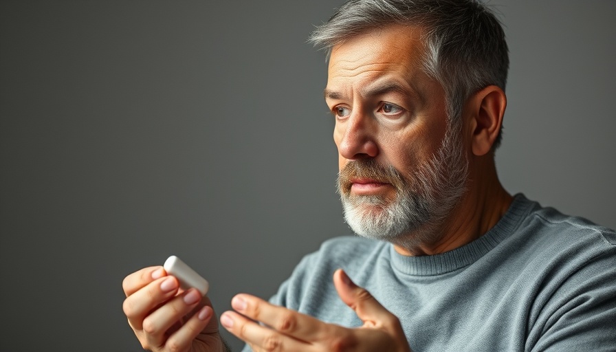 Middle-aged man discusses supplements on camera, Supplements After 60.