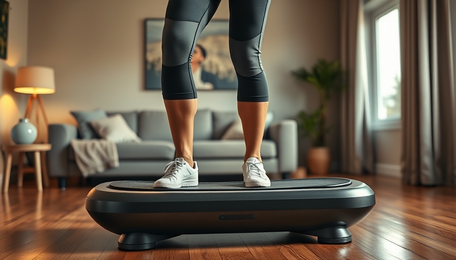Close-up of legs using vibration plates for weight loss in living room.