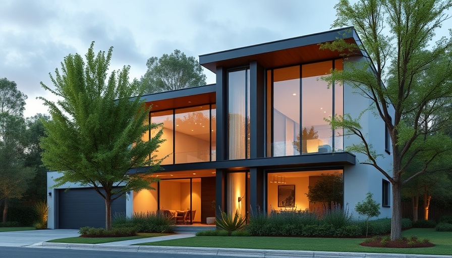 Nashville luxury home with sustainable design, evening ambiance.