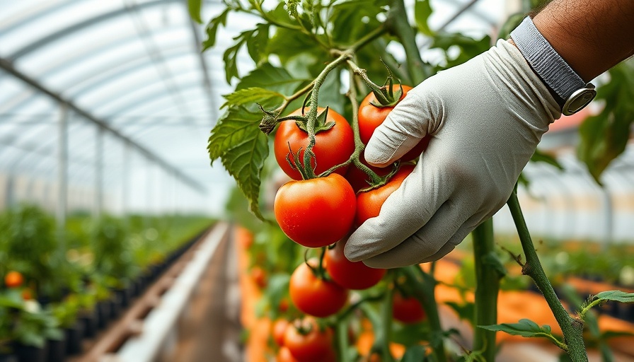 Impact of US tariff on Mexican tomatoes: harvesting in greenhouse.