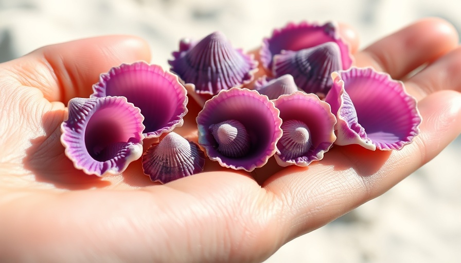 Rare purple shell washes up on beaches, displayed on hand.