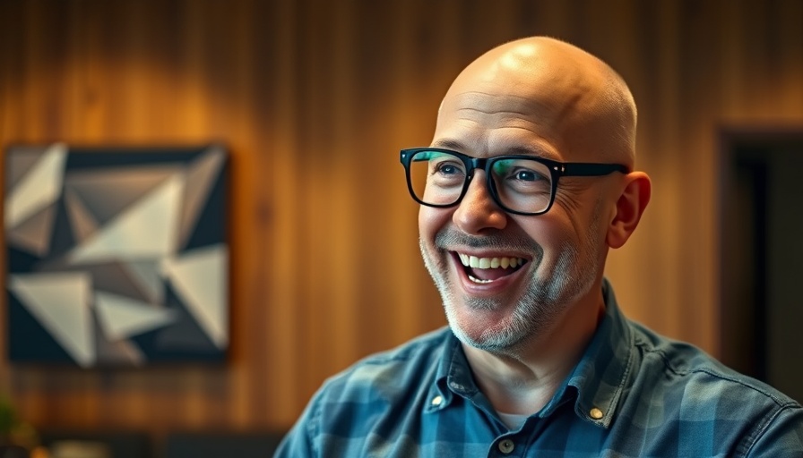 Smiling bald man with glasses indoors