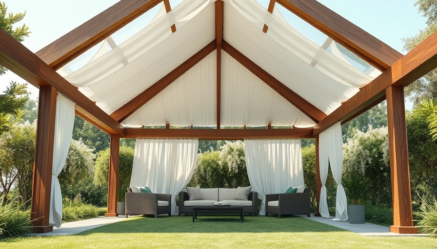 Elegant gazebo design for small spaces with modern seating.