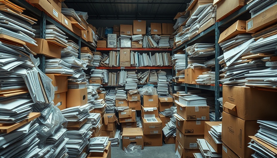 Disorganized storage room with court files in Louisiana Governor investigation.