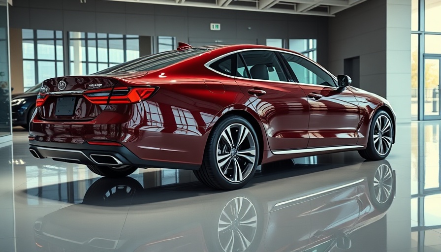 Sleek maroon luxury sedan in a showroom, highlighting custom luxury vehicles.