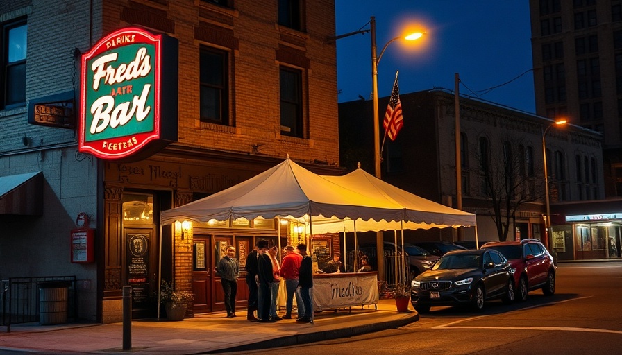 Fred's bar entrance at night related to Baton Rouge bar brawl lawsuit.