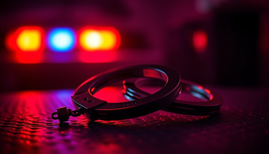 Lafourche Parish armed robbery impact on seniors symbolized by handcuffs in police lights.