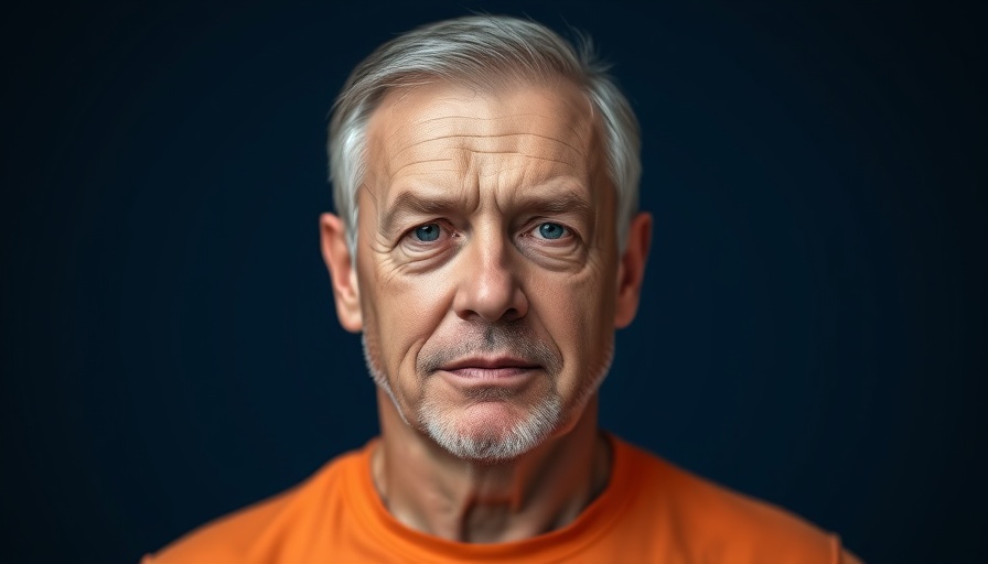 Middle-aged man discussing an ingredient for aging skin.