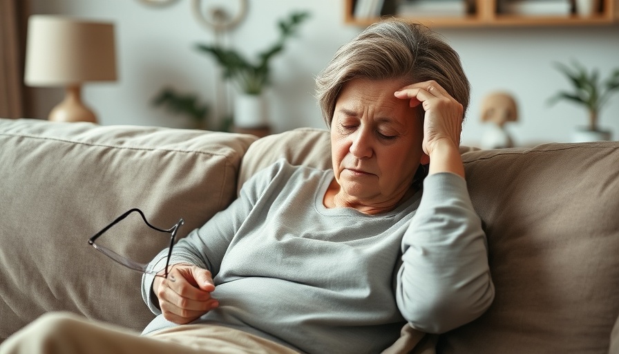 Middle-aged woman resting on couch, possibly due to valley fever cases spike.