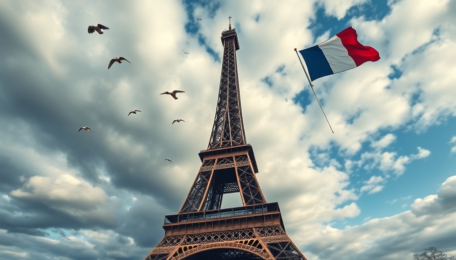 Iconic Eiffel Tower and French flag; best things to do in Paris.