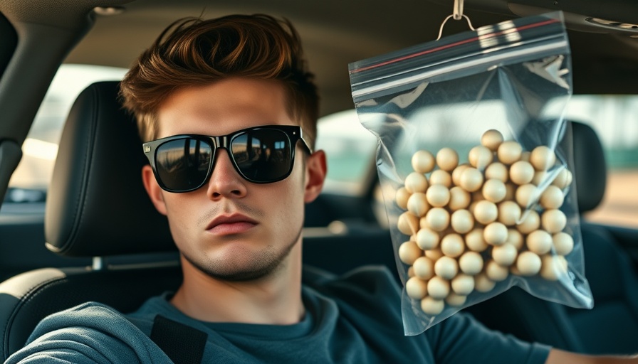 Fentanyl Crisis in Louisiana represented by man in car and pills.