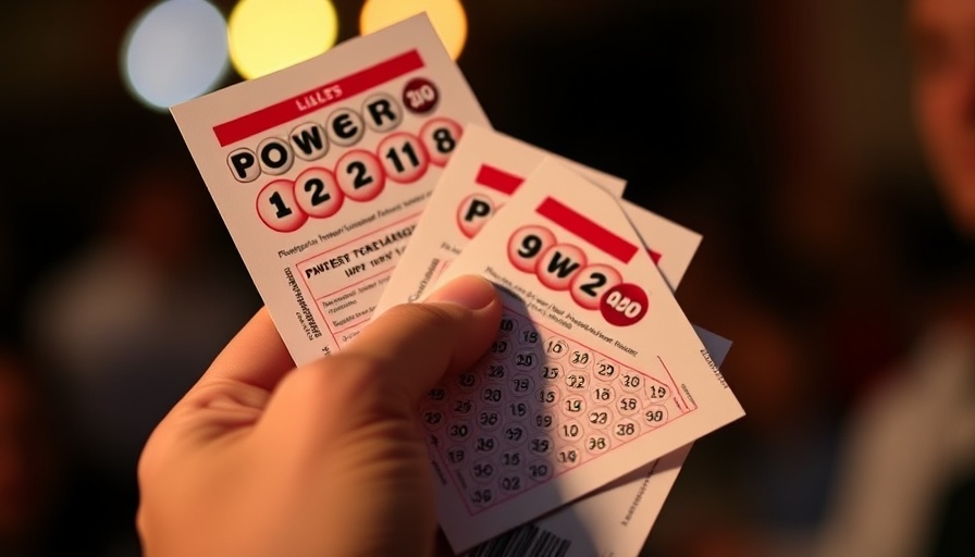 Powerball tickets held in hand showing anticipation, lottery excitement.