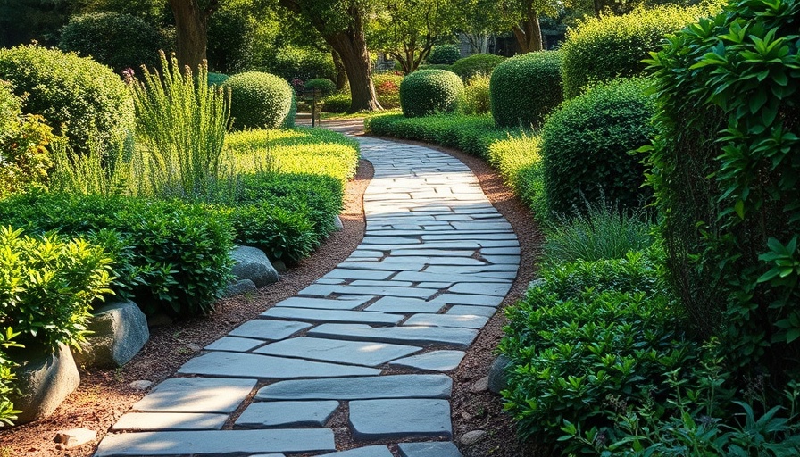 Lush garden with charming flagstone walkway design ideas.