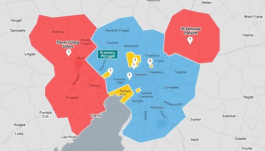 Map showing power outages in St. Tammany Parish.