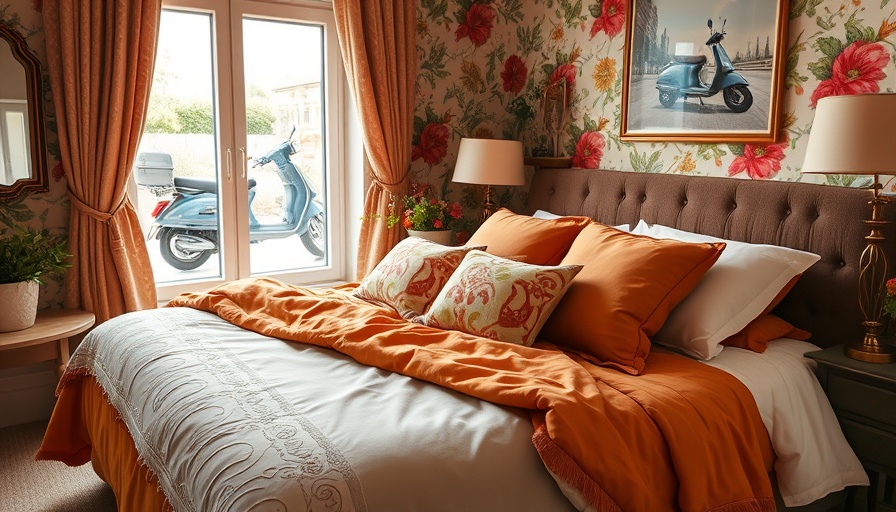 Stylish cozy bedroom with floral wallpaper and bed, showcasing best mattresses on Amazon.
