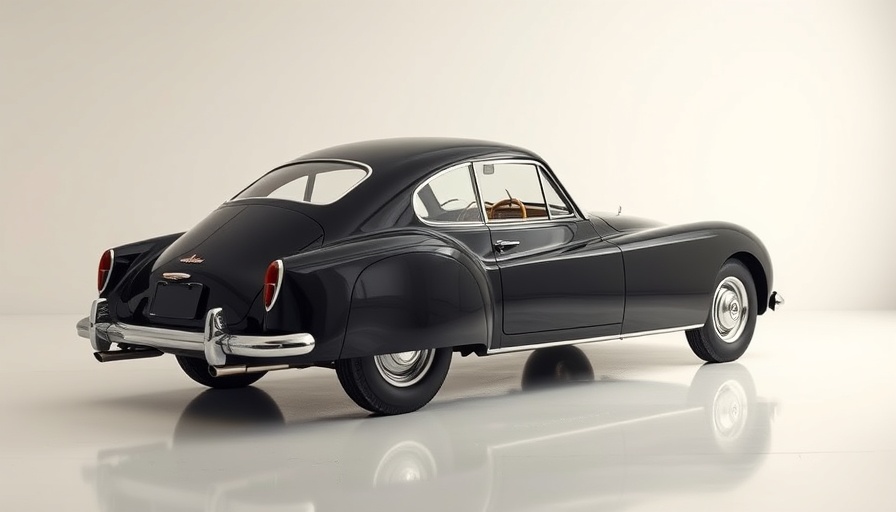Classic vintage car in showroom, used vehicles for sale, elegant.
