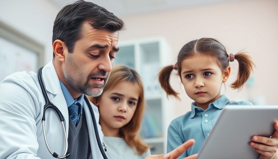 Father and daughter discuss obesity risk with doctor in medical office.