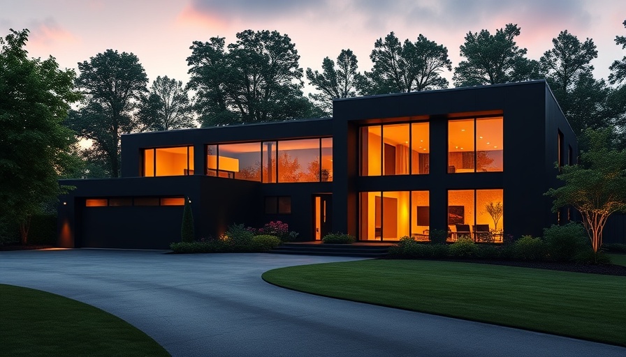 Lexington home with modern luxury and charming evening ambiance.