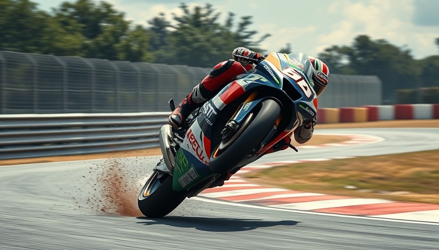 Dynamic MotoGP crash scene highlighting safety measures.