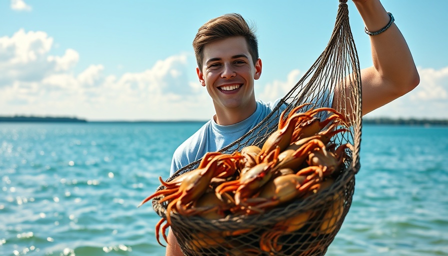 Young man crabbing in Ponchatoula, Louisiana, by the lake.