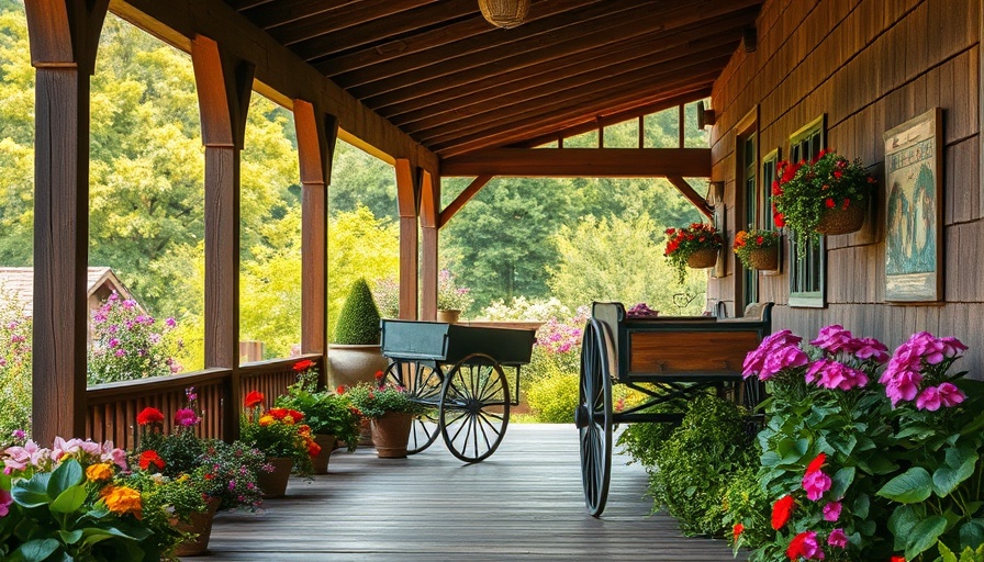 Rustic wooden veranda in a timeless garden