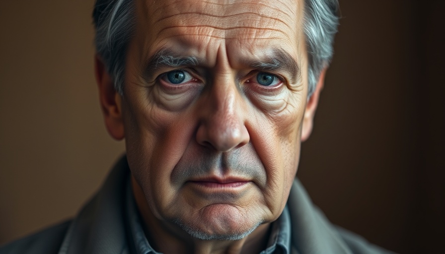 Collagen deficiency signs for seniors: close-up of concerned man.