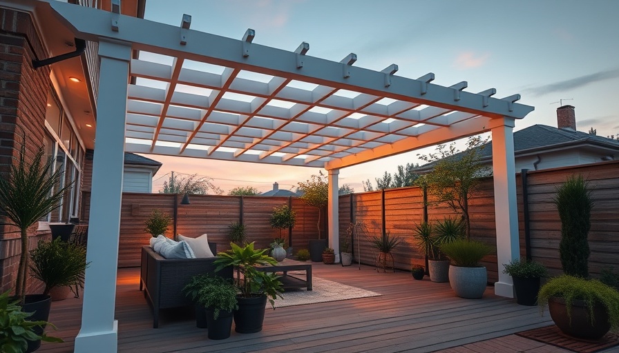 Beautiful white pergola design with modern patio.