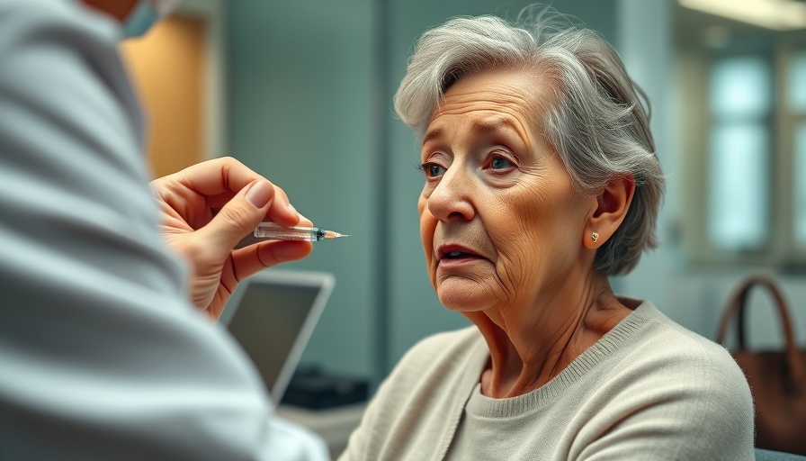 Older woman receiving COVID vaccine booster, healthcare setting.
